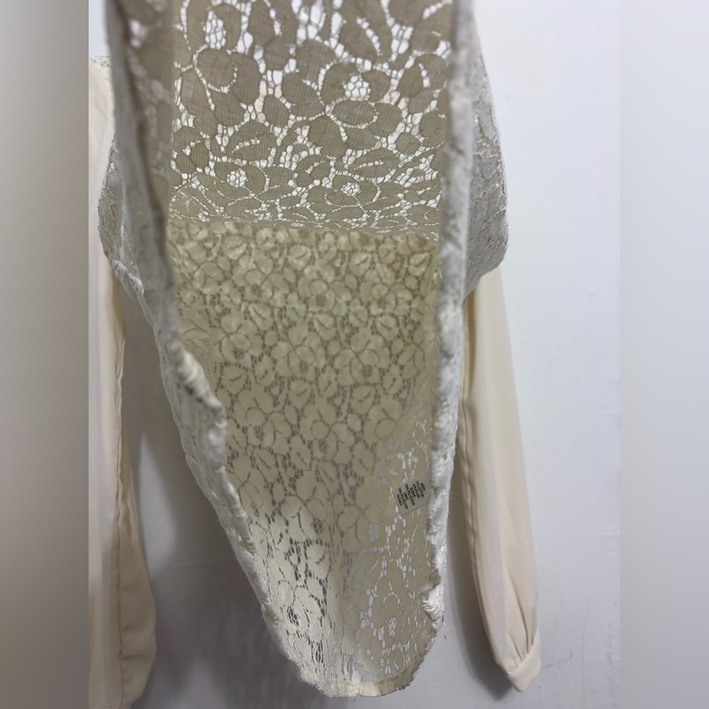 Banana Republic Lace Blouse XS Cream Floral Long Sleeve Elegant Top(A470)✨ - Picture 5 of 14